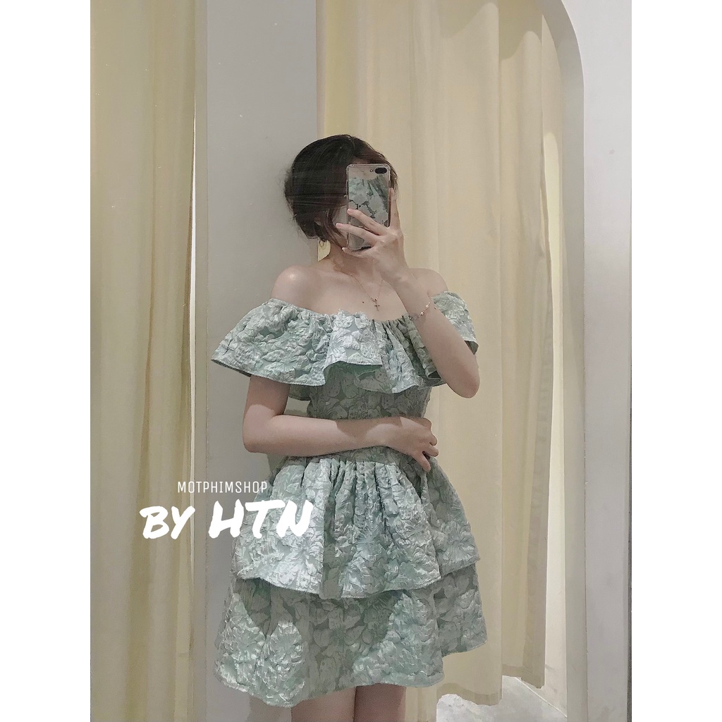 Đầm trễ vai xòe hai tầng, váy xòe YINA DRESS