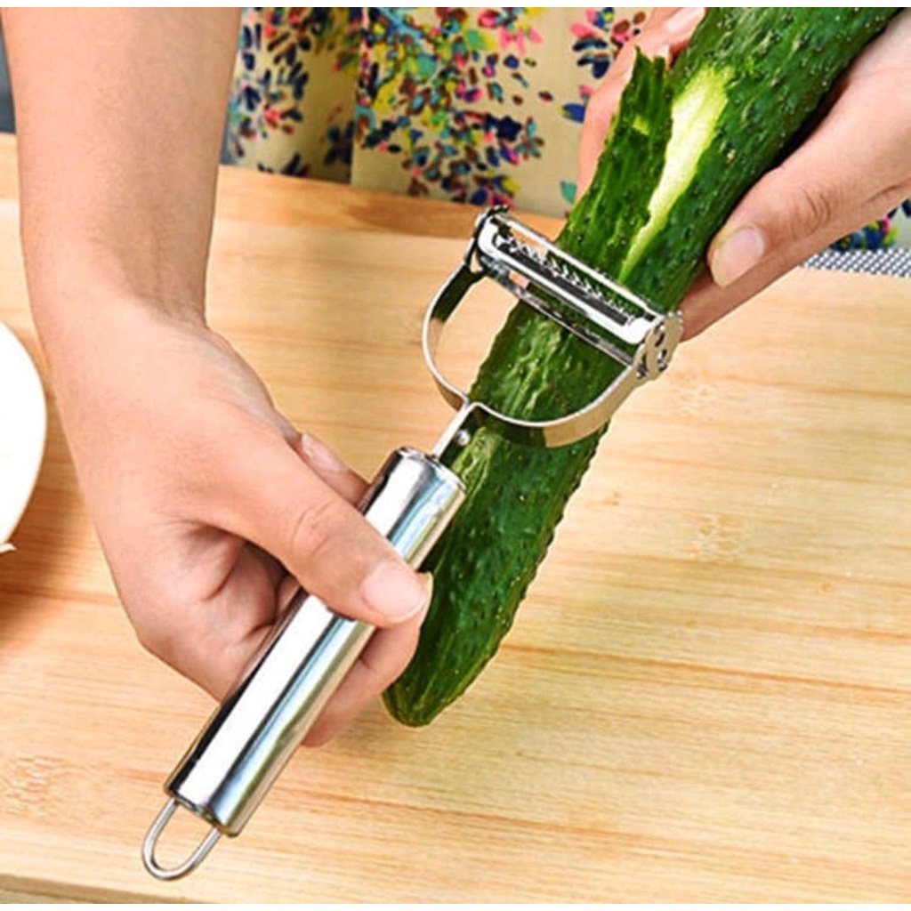 Nạo Rau Củ Inox Cao Cấp Đa Năng 2 in 1 (Nạo củ quả và bào sợi tiện lợi) Thông tin sản phẩm - Chất liệu: Cán vá Lưỡi Bằng