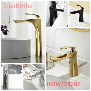 Vòi lavabo nóng lạnh cao cấp màu đen,Mạ Vàng,Mạ Crom sáng bóng,sang trọng,cao 20cm,30cm