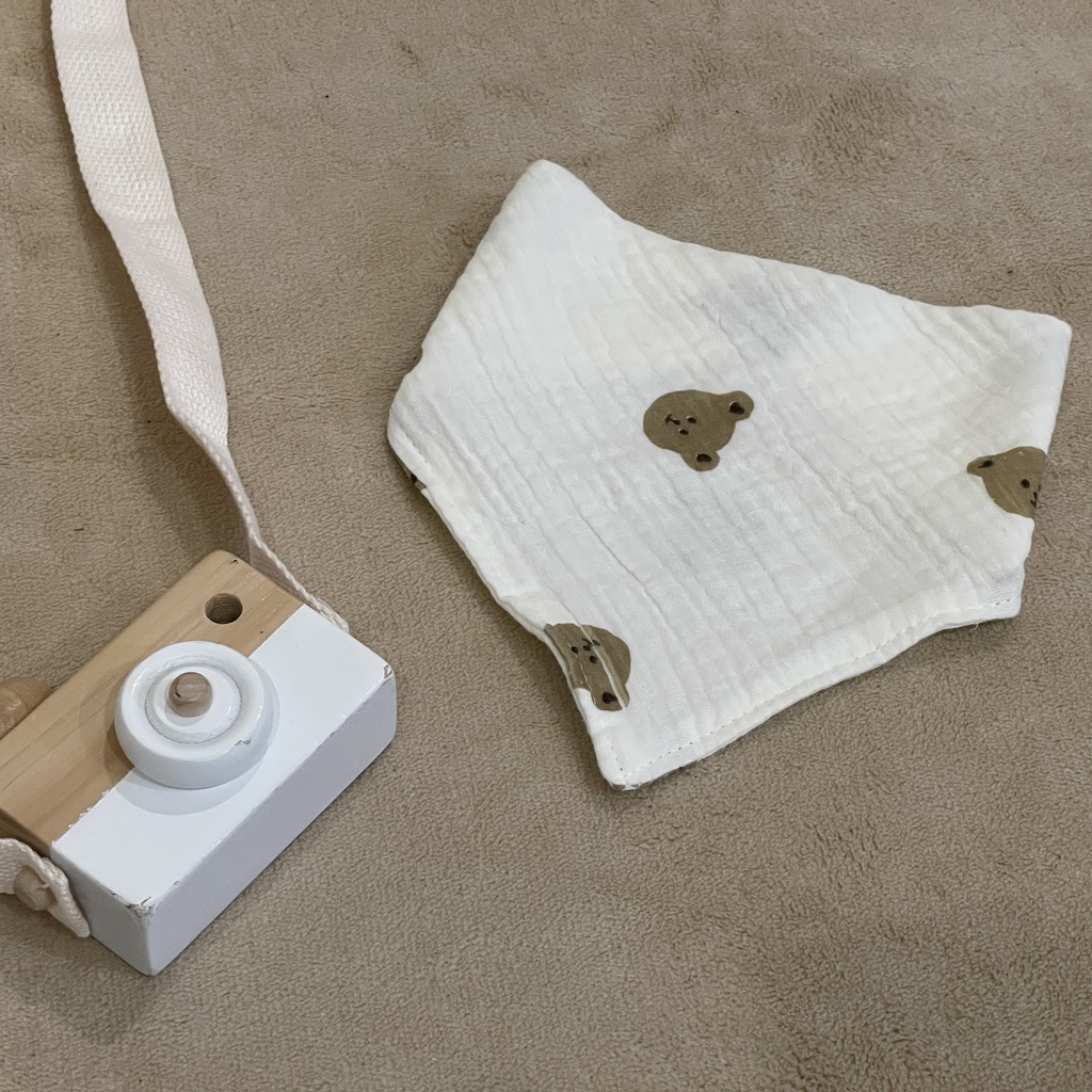 Yếm tam giác xô muslin CHIPMUNK cho bé sơ sinh đến 3 tuổi, 100% cotton, 2 cúc bấm, KT 26x26x37cm