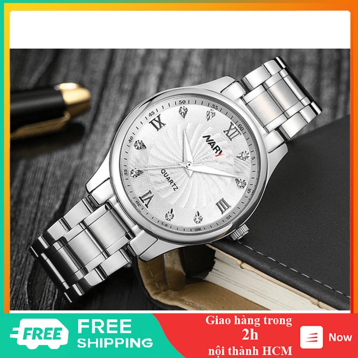 Đồng hồ đôi nary dây thép không gỉ nam nữ mặt kính chống trầy - DH0153