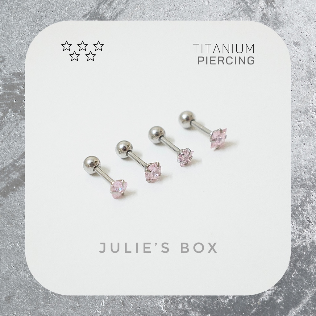 [1 Chiếc] Khuyên Tai Titan Đá Hồng Unisex Màu Bạc Đuôi Bi Không Gỉ Sét Không Ngứa Bông Tai Nam julies box 66