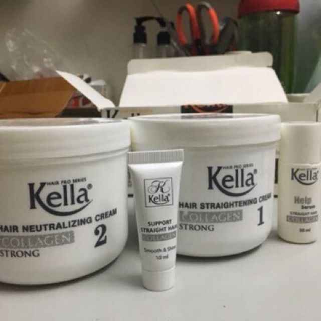 KEM DUỖI TÓC THUỐC ÉP TÓC KELLA COLLAGEN STRONG TRẮNG