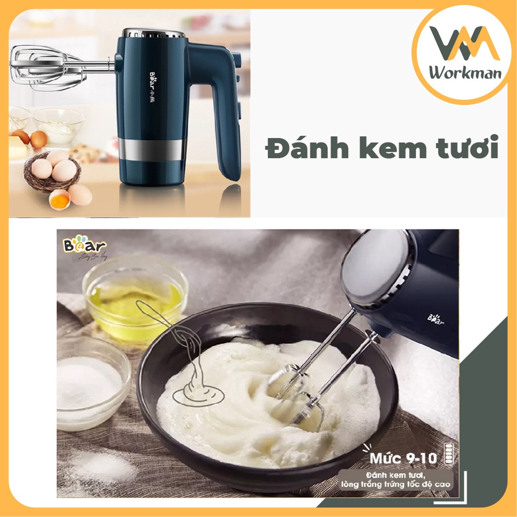 Máy Đánh Trứng Đánh Kem Trộn Bột Cầm Tay Bear - 10 Cấp Độ - HÀNG CHÍNH HÃNG
