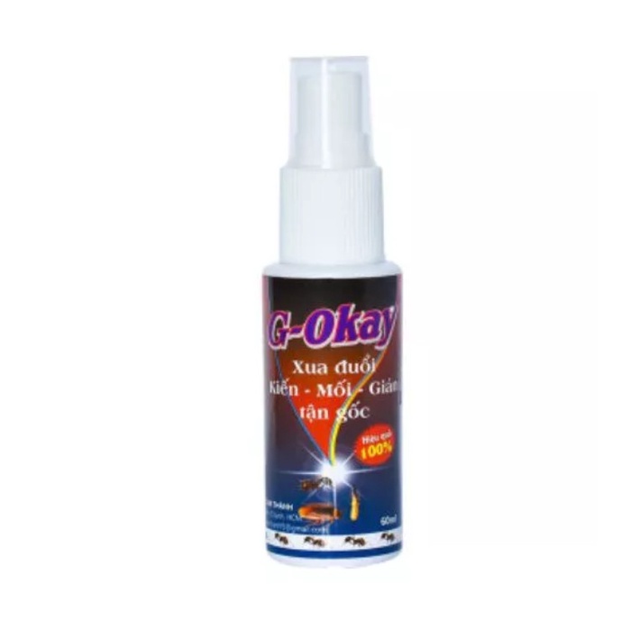 (Hiệu quả 100%) Xịt kiến, gián, mối, côn trùng tận gốc G-OKAY 60ml (mua tại ptptshop01)