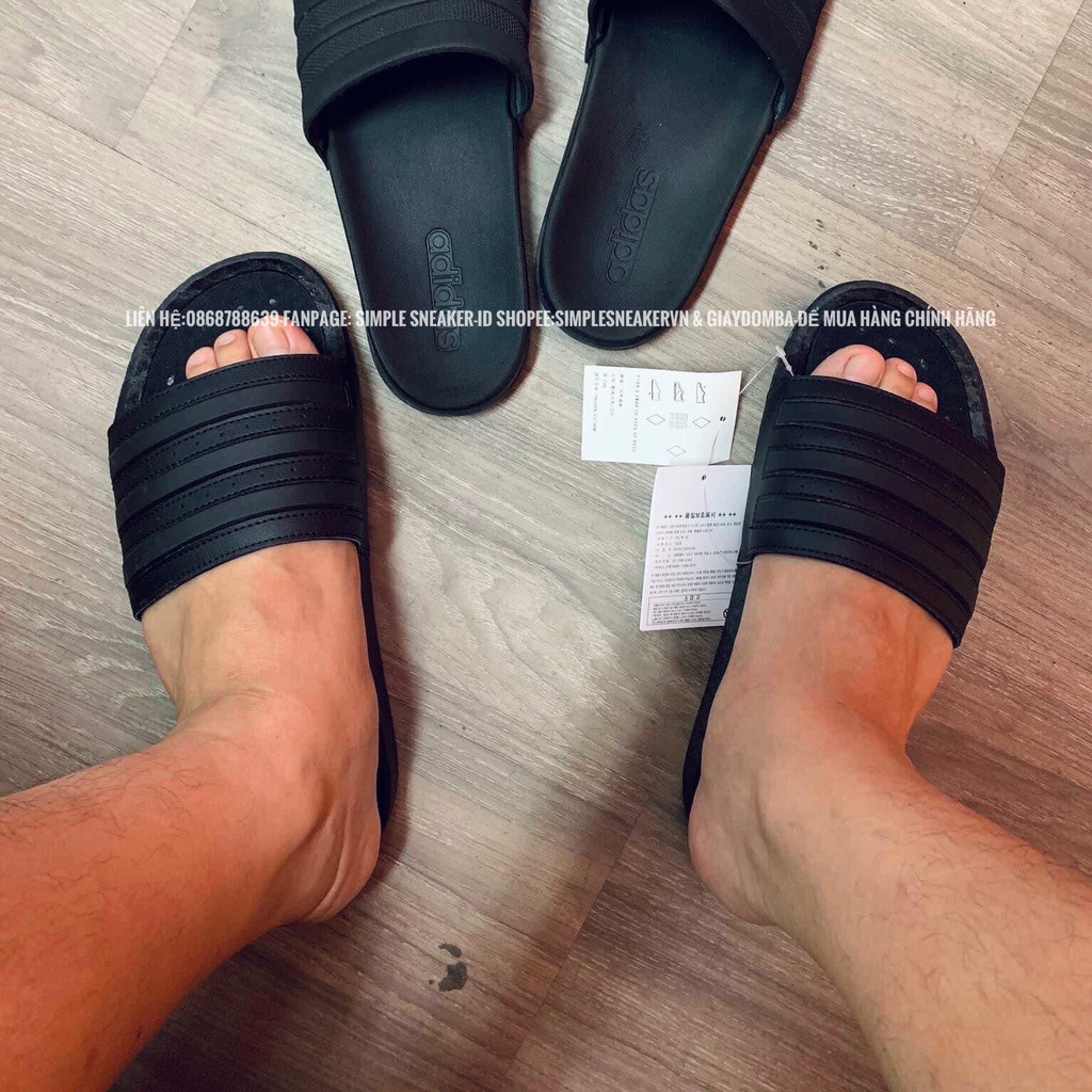 Dép Adidas Boost Chính Hãng 🔴SIMPLE SNEAKER🔴Adidas Dép Quai Ngang Adilette Boost Core Black Cloud White Siêu Êm