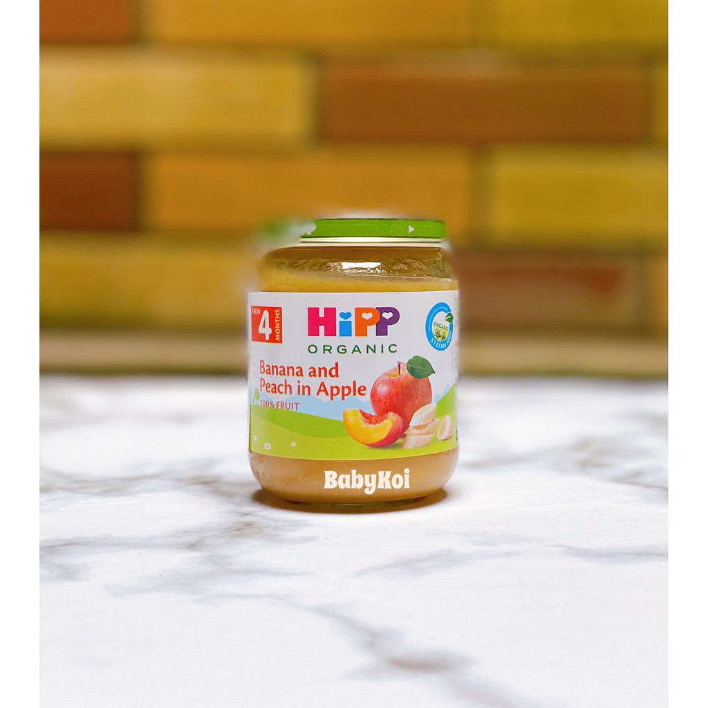 Hoa quả nghiền hũ thủy tinh Hipp 125G cho bé từ 4M (date 01/2023)