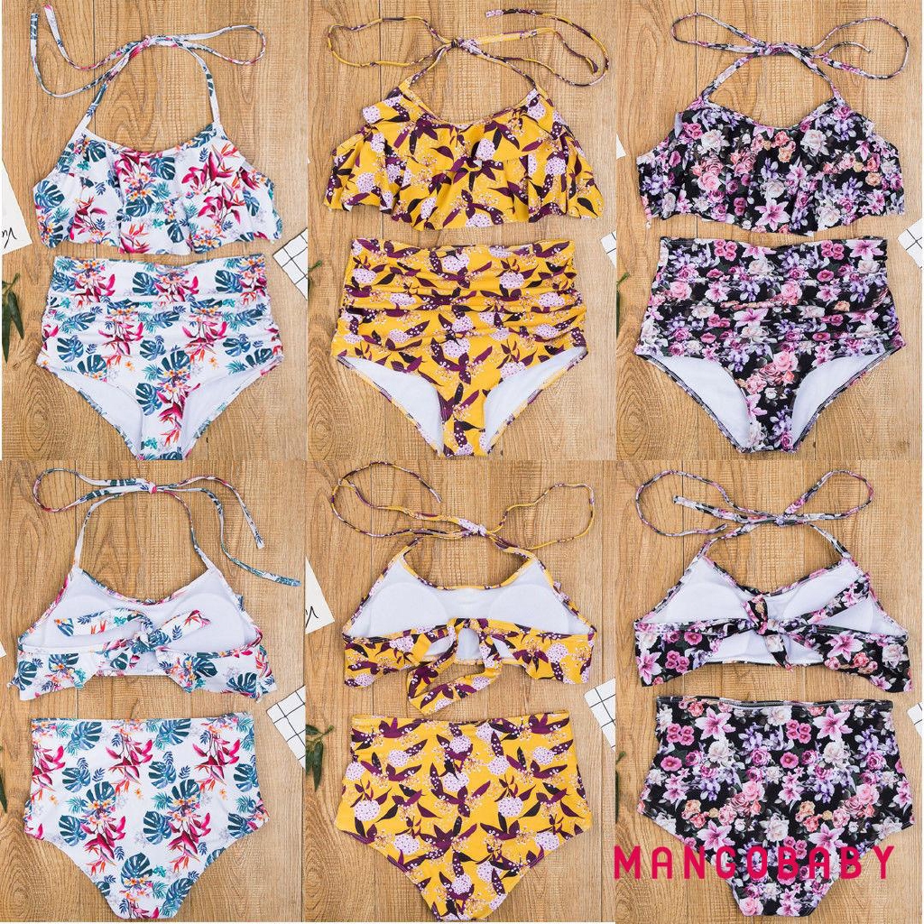 Bộ bikini 2 mảnh họa tiết xinh xắn thời trang cho mẹ và bé