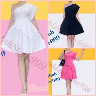Đầm Xoè Lệch Vai Thiết Kế Thời Trang, Váy Đam Dự Tiệc Cao Cấp