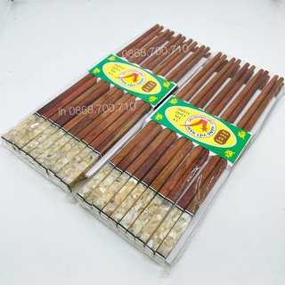 Đũa gỗ cẩm lai đầu vuông gắn trai biển trắng . bộ 10 đôi