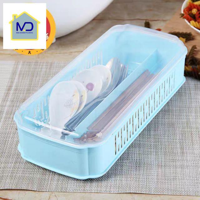 Hộp đựng đũa thìa có nắp cao cấp 0768