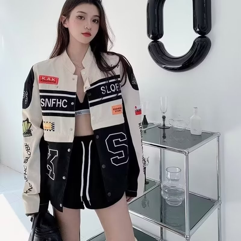 Áo Khoác Bóng Chày In Chữ Phong Cách Retro Mỹ Thời Trang Cho Nam