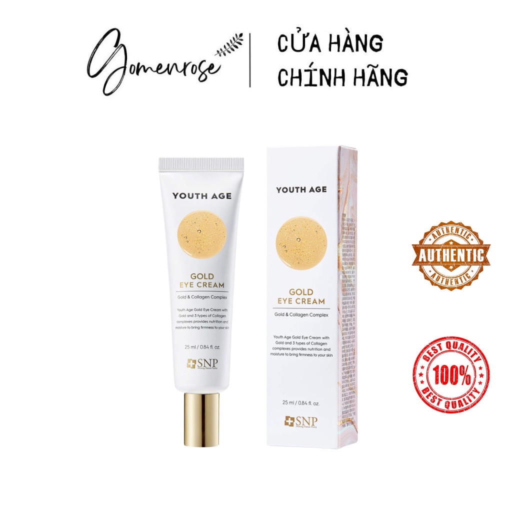 Kem Dưỡng Mắt Chiết Xuất Vàng Làm Mờ Quầng Thâm,Giảm Nếp Nhăn SNP Youth Age Gold Cream Collagen 25ml (Auth-kèm bill)