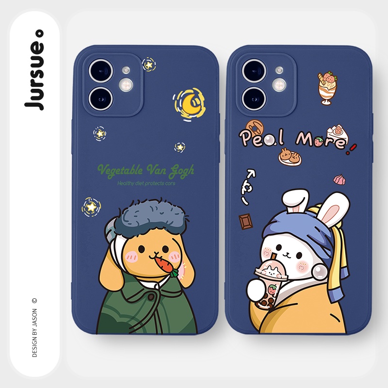 Ốp lưng JURSUE hoạt hình cặp đôi dễ thương đẹp cho iPhone 13 12 11 Pro Max SE 2020 X XR XS ip 8 7 6 6S Plus kute Y325