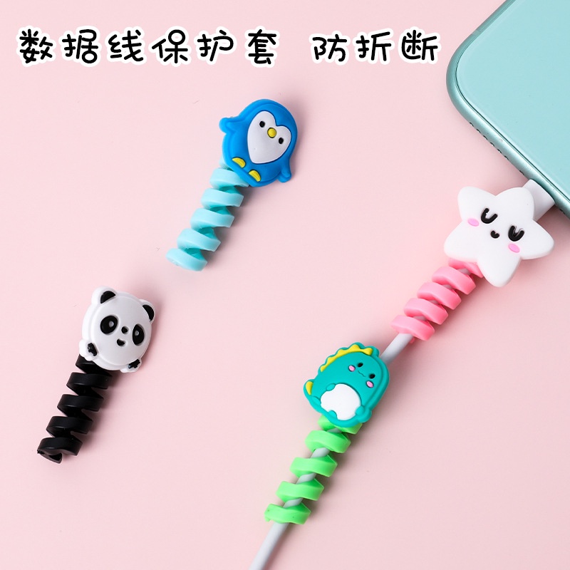 Dụng Cụ Quấn Dây Cáp Tai Nghe Điện Thoại Di Động Bằng Silicon Chống Gãy Hình Động Vật Hoạt Hình