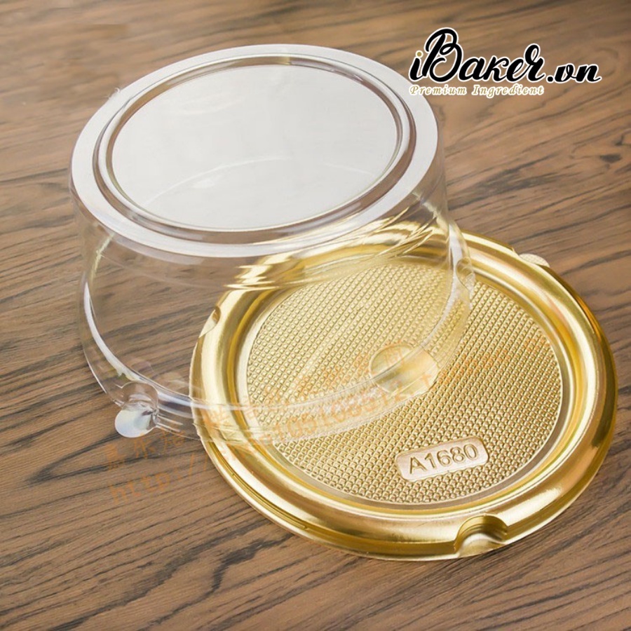 Hộp nhựa tròn đế vàng A1680G nắp cao 9cm