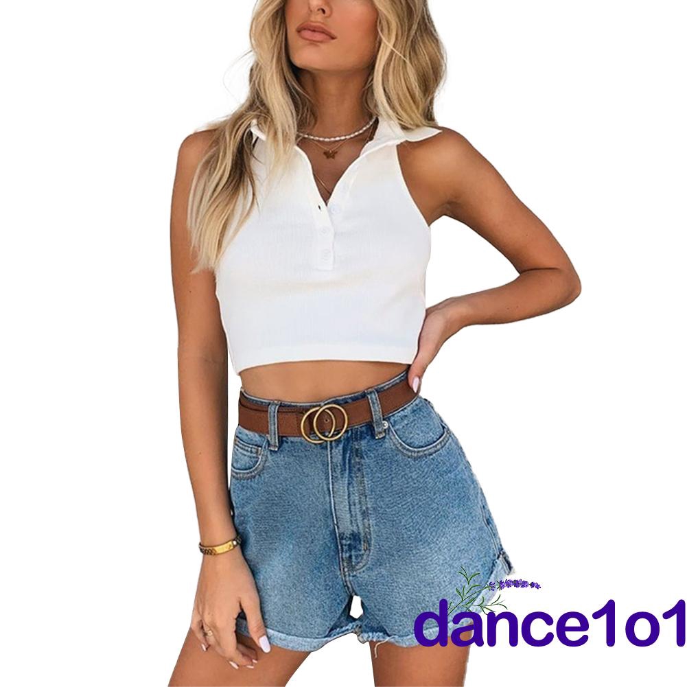 Áo lửng 3 lỗ cổ V dáng ôm 1 màu thời trang cho nữ