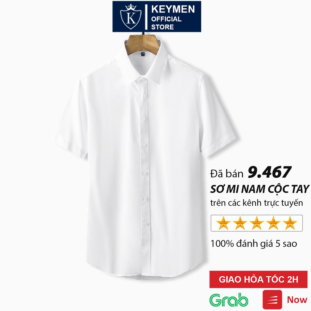 Áo sơ mi nam ngắn tay trắng Hamino công sở cao cấp chất vải lụa dày đẹp F | BigBuy360 - bigbuy360.vn