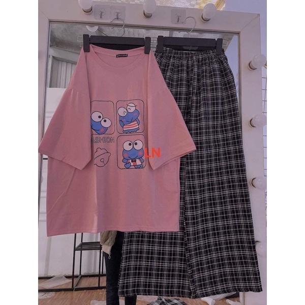 Sét áo mắt ếch+quần kẻ đen LN11