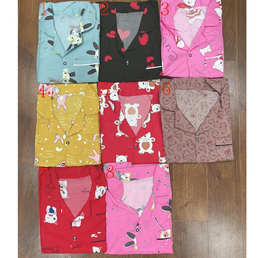 Bộ Ngủ Pijama quần lửng áo ngắn tay mặc ở nhà Set trang phục kate thái cộc dài hoạt hình cute dễ thương bánh bèo nữ | BigBuy360 - bigbuy360.vn
