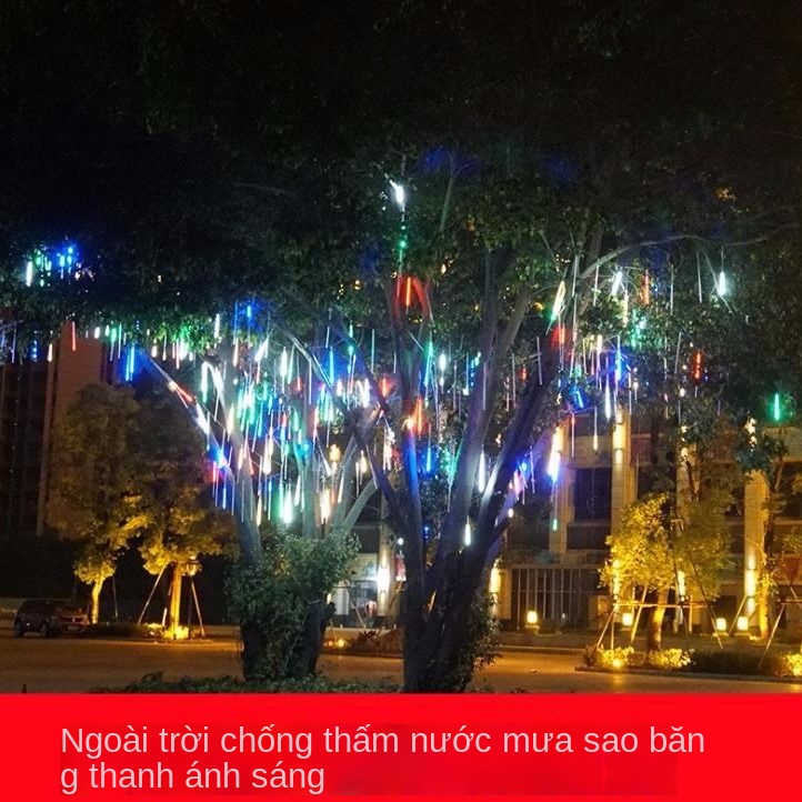 ●dẫn hai mặt mưa sao băng đèn ngoài trời không thấm nước treo cây đèn ống đèn lồng đèn nhấp nháy ánh sáng dây ánh sáng t
