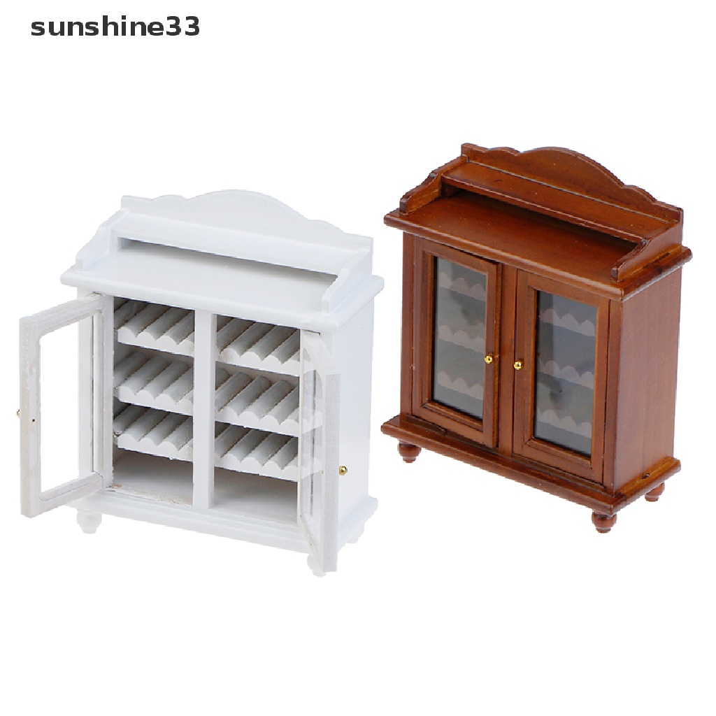 Mô Hình Tủ Rượu Mini Bằng Gỗ Tỉ Lệ 1 / 12 Trang Trí Nhà Búp Bê