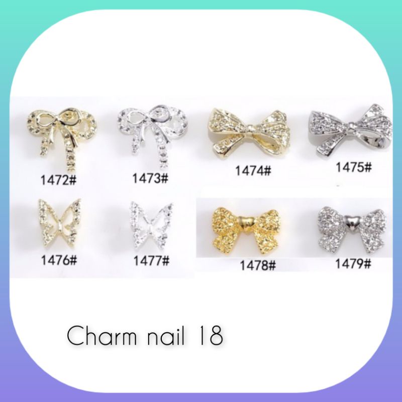 Charm nơ kim loại vàng,bạc nail trang trí móng