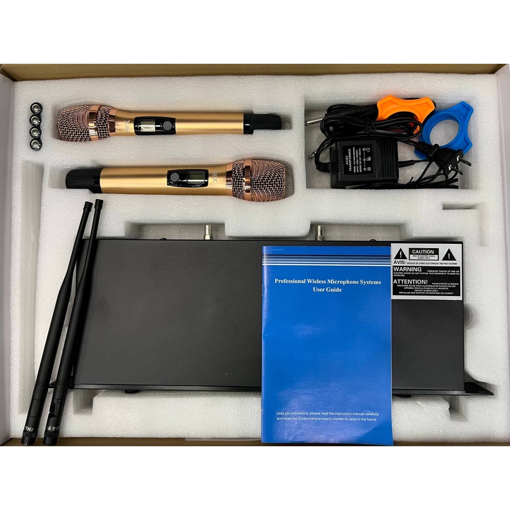 Bộ Micro không dây NEX Acoustics U-550D: Hàng đẹp, Thu âm tốt, Sáng tiếng. Chống hú/rít, tạp âm, 2 râu thu sóng, Vỉ tím