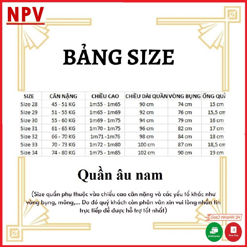 Quần tây âu nam NPV côn ống dáng ôm vải co giãn nhẹ | BigBuy360 - bigbuy360.vn