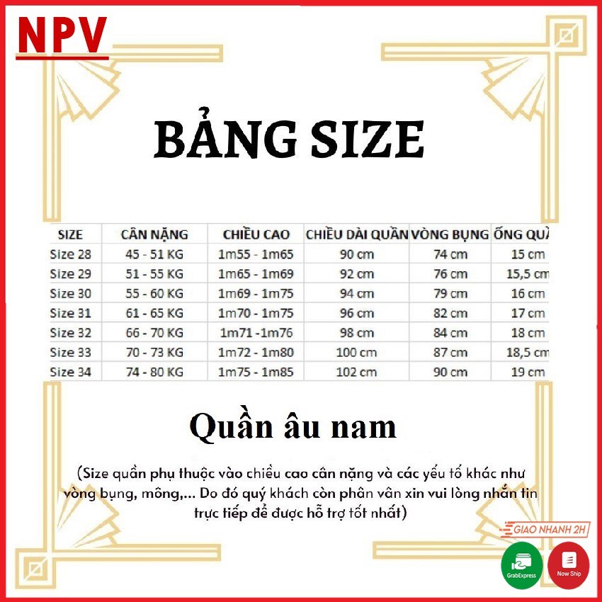 Quần tây âu nam NPV côn ống dáng ôm vải co giãn nhẹ | WebRaoVat - webraovat.net.vn