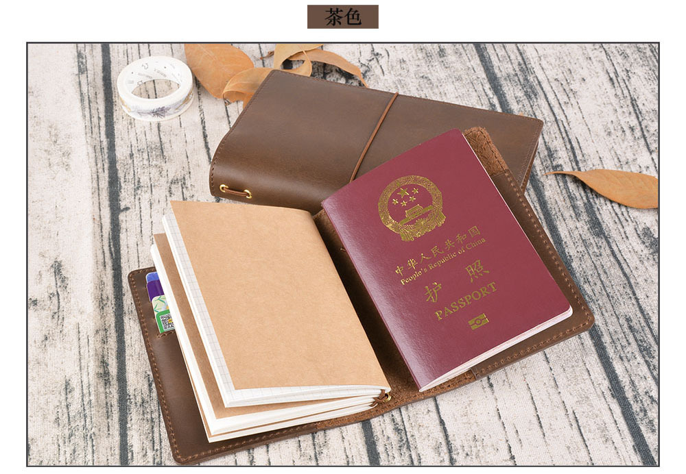 [Passport/Portable] L.M Travel Book Journal Book Creative Handmade Cowhide Notepad Multi-Functional Journal Notebook Travrlrr's Notebook Retro Loose Spiral Notebook Sub-Wood-Free Paper Inner Page 192 Pages