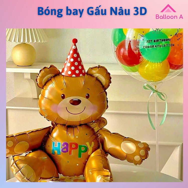 Bóng bay gấu nâu 3D