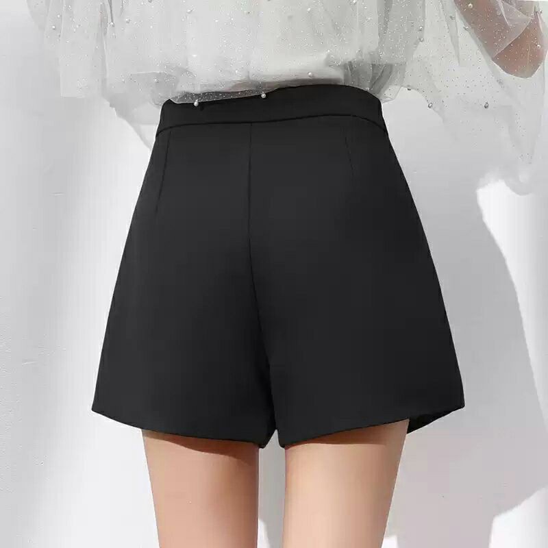Quần shot nữ cạp lưng cao mặc ở nhà chất vải mưa trơn ống rộng kiểu dáng - Quần đùi nữ mặc nhà xuất hàn mặc mùa hè