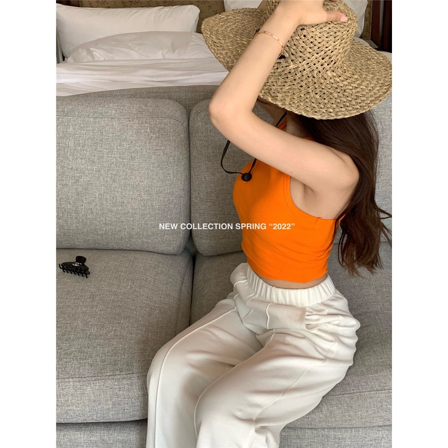 Cocory vn Áo Croptop Hai Dây Dáng Ôm Thời Trang Mùa Hè Có 6 Màu Sắc Chọn Lựa