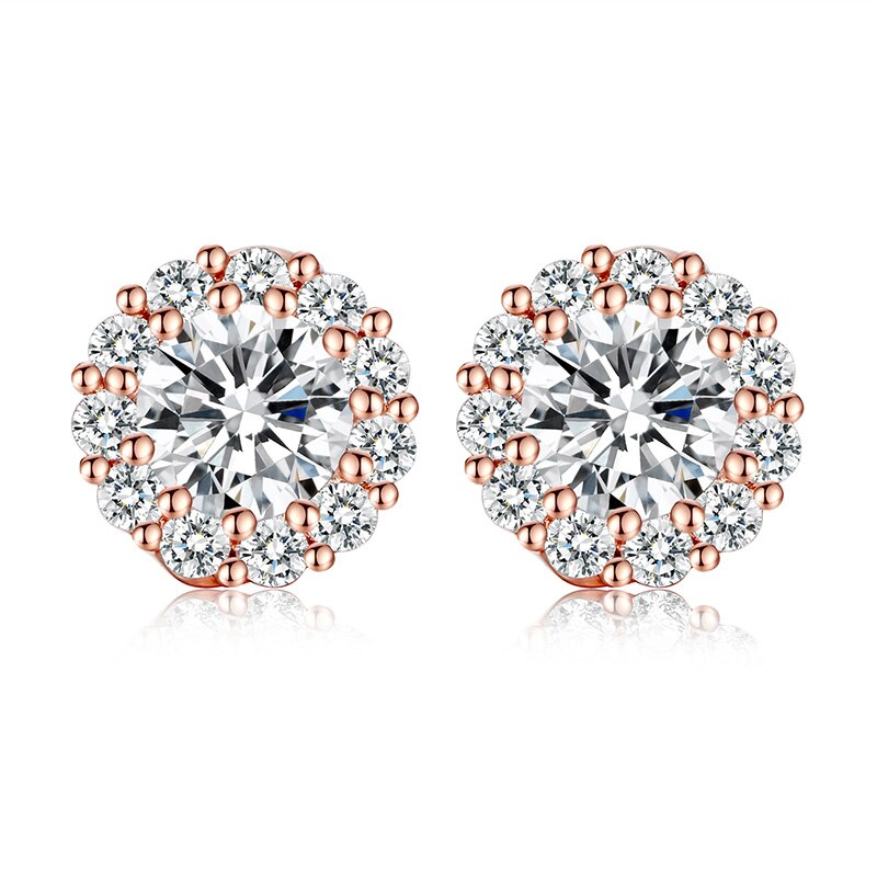 Khuyên tai Bamoer JIE054 đính đá zircon dạng hạt tròn 10 màu vàng phong cách lãng mạn cho nữ