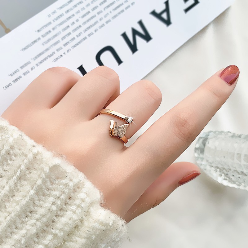 Nhẫn hở MAYEBE LAVEND bằng thép titan có thể điều chỉnh cho cặp đôi