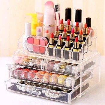 Kệ đựng son 4 tầng nhiều ngăn nhựa meca trong suốt