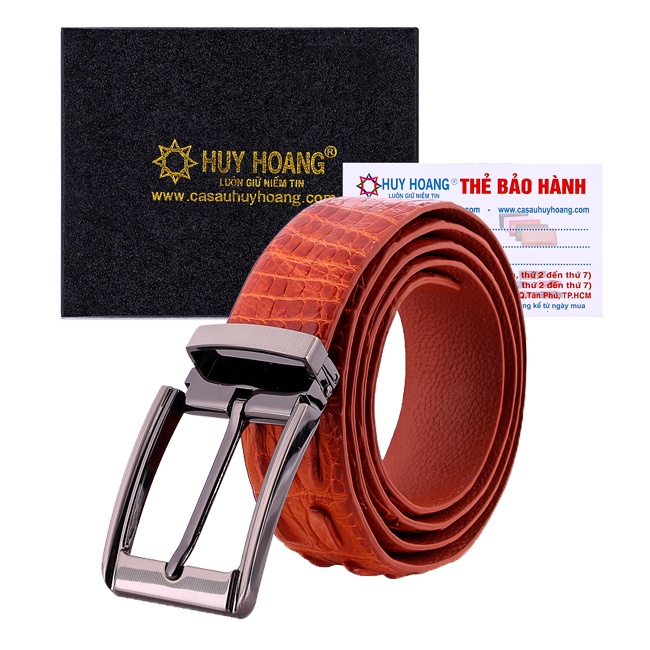 Thắt lưng nam da cá sấu gai lưng 3,5P đầu kim màu đen, nâu đất, nâu đỏ, vàng bò HP4727-28-29-31