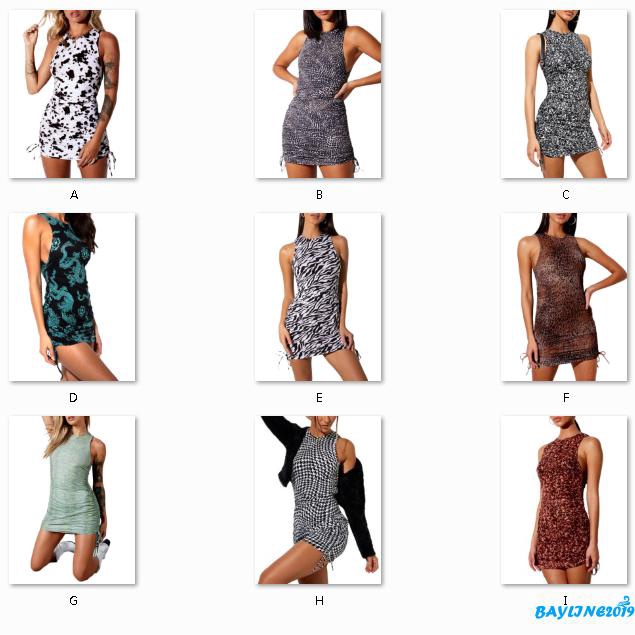 Đầm không tay In Họa Tiết Thời Trang