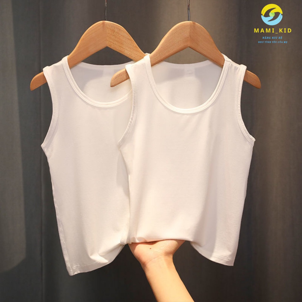 Áo Ba Lỗ Cho Bé Mầu Trắng, Áo Sát Nách Cho Bé MỀM, chất cotton xược mát, thấm mồ hôi, phối gì cũng đẹp.