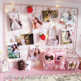 Lưới sắt trang trí + Kẹp gỗ treo ảnh