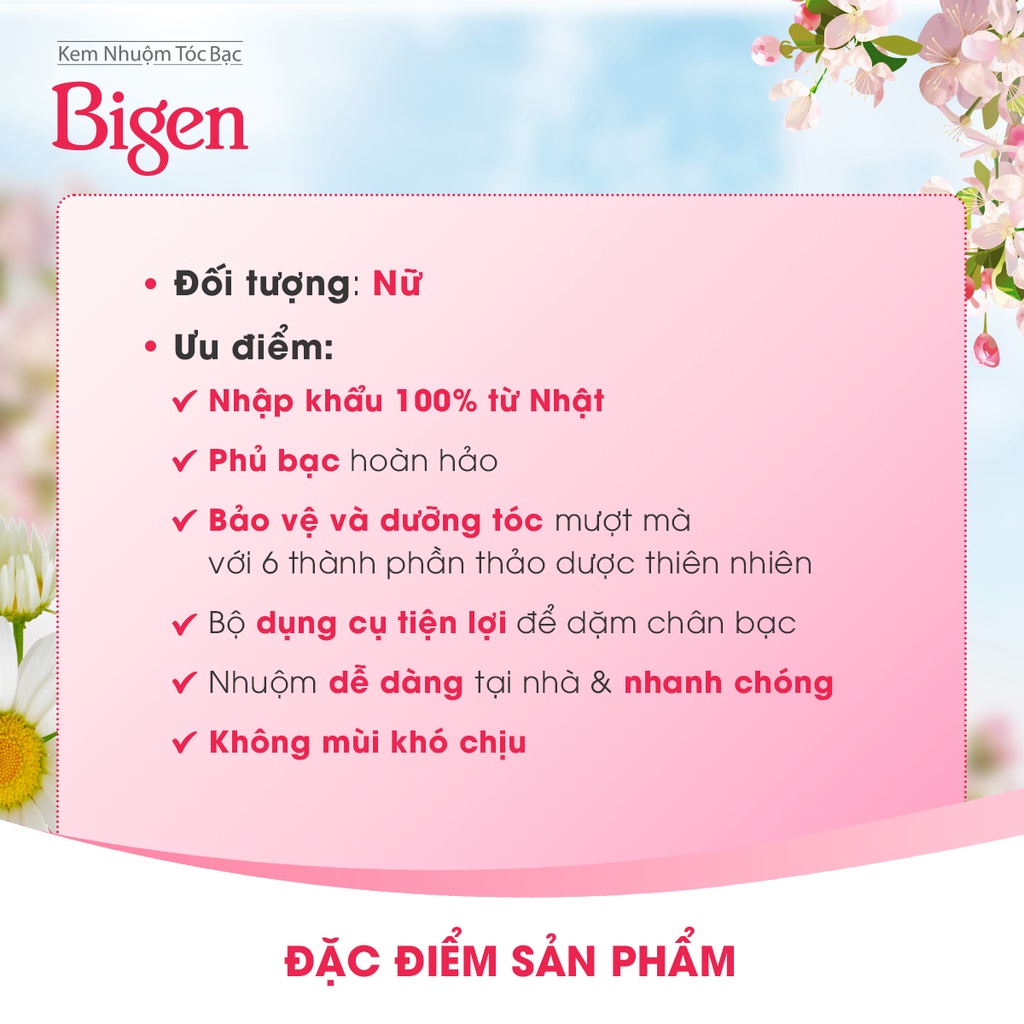 Thuốc nhuộm tóc phủ bạc dạng kem Bigen Speedy Color Cream 80ml