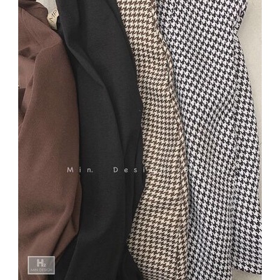 Chân váy chữ A kẻ zíc zắc cạp cao