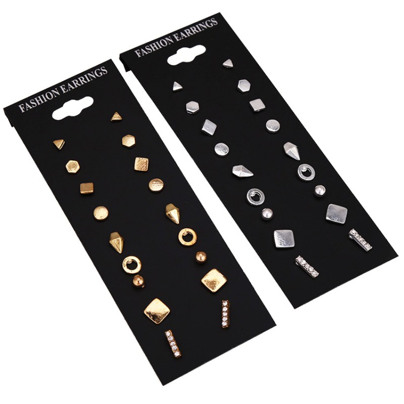 Set 9 đôi khuyên tai kim loại đủ kiểu thời trang