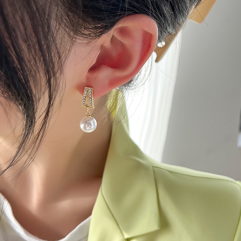 Bông Tai Mạ Bạc 925 Đính Ngọc Trai Phong Cách Hàn Quốc