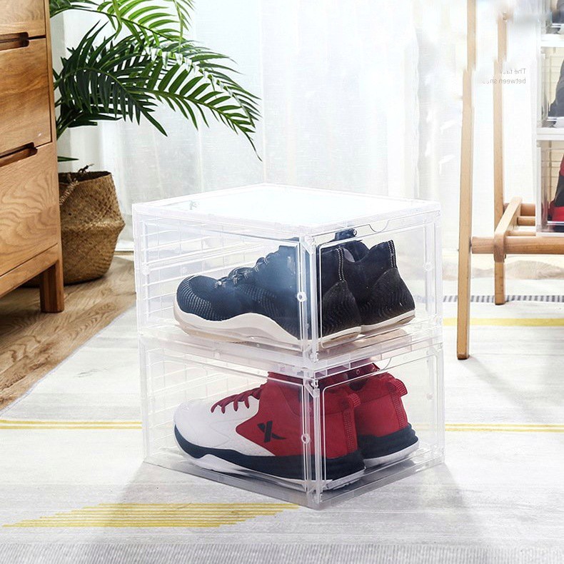 Hộp nhựa cứng size to đựng giày thể thao sneaker nam sandal dép nữ trong suốt nắp nam châm nhựa cứng cao cấp để đồ 2Z13