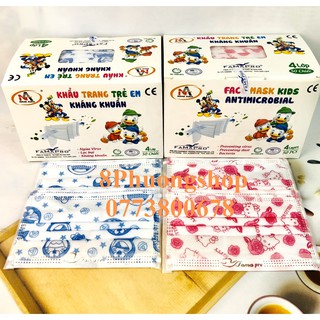 Khẩu Trang Famapro cho bé Hộp 50 cái - Khẩu Trang Em Bé Nam Anh 4 Lớp Kháng Khuẩn