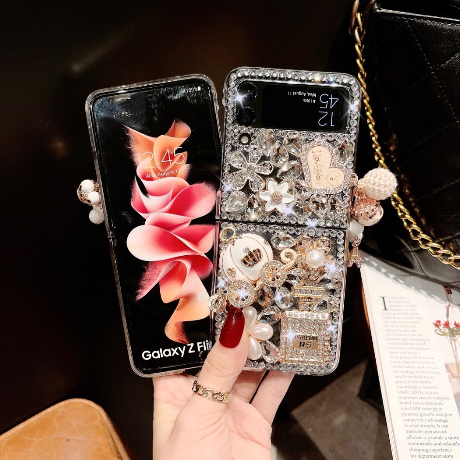 Ốp Điện Thoại Chống Sốc Dạng Gập Đính Kim Cương Lấp Lánh Sang Trọng Thời Trang Cho Samsung Galaxy Z Flip 3 4 5G Flip3 / 4