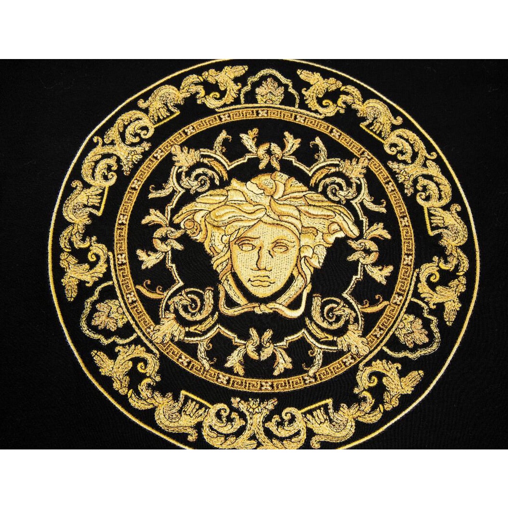 Áo Thun Tay Ngắn Chất Liệu Cotton Thêu Họa Tiết Versace Thời Trang Unisex