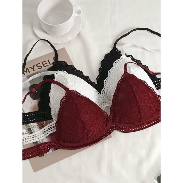 Áo Lót Bra Ren Hoa Cúc Không Gọng Mút Mỏng Sexy Quyến Rũ Mainia Shop